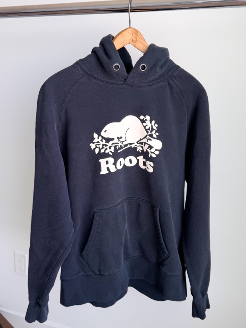 Roots Canada Beaver Logo Heritage Hoodie L Oversized Deep Navy Blue As Is